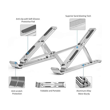 Hopfällbart laptopställ med justerbar vinkel Silver