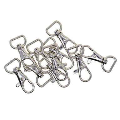 Vridbara halvrunda ringar med karbinhake 10 st Silver 1.5 cm