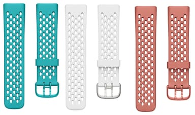 Fitbit Charge 5 armband sport silikon 3-pack Turkos/Korall/Vit