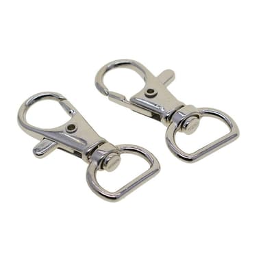 Vridbara halvrunda ringar med karbinhake 10 st Silver 1.5 cm
