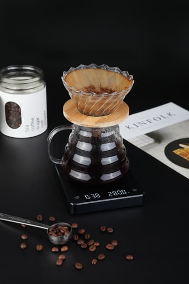 Uppladdningsbar kaffevåg med timer 3 kg / 0,1 g Svart