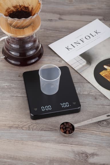 Uppladdningsbar kaffevåg med timer 3 kg / 0,1 g Svart