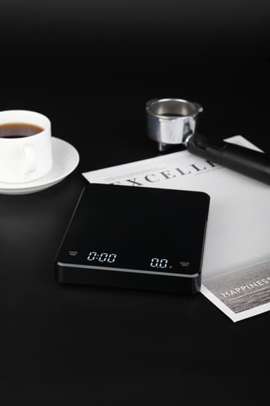 Uppladdningsbar kaffevåg med timer 3 kg / 0,1 g Svart
