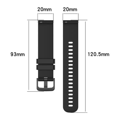 Klockarmband 20 mm Omega/Huawei/Samsung Galaxy Watch silikon Svart