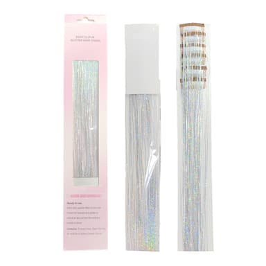 Tinsel Hair 6-pack Clip i hårförlängningar Laser Gold Wire Shiny Peruk
