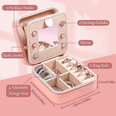 Arrangör för resesmyckeskrin med spegel Rosa Model B
