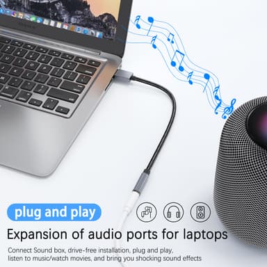 USB till 3,5 mm (hona) ljudadapter Grå