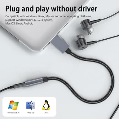 USB till 3,5 mm (hona) ljudadapter Grå