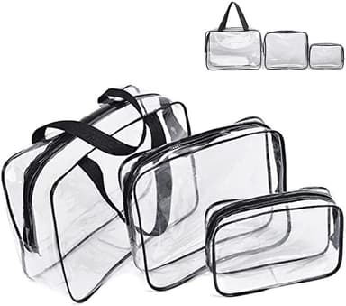 Set med 3 necessärer Transparent