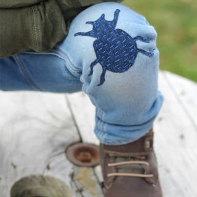 Fyrkantiga stryka-på laglappar för jeans 5-pack Denim blå 5x7.5 cm