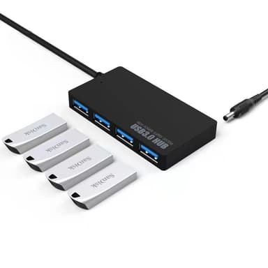 USB 3.0 hub med 4 portar Svart