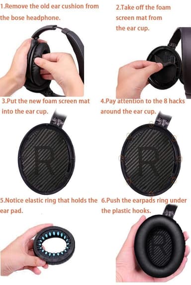 Öronkuddar för Bose QC35 I/II, QC25, QC15, QC 2 AE 2, AE 2i, AE 2w, So
