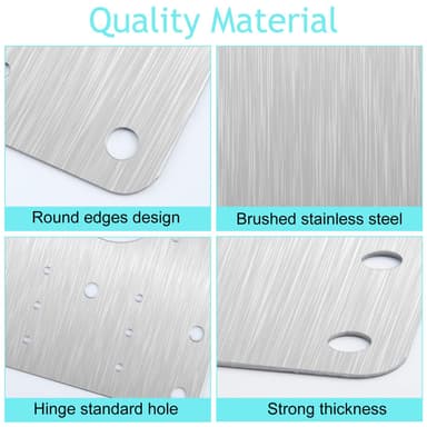 Reparationsplatta för gångjärn möbler 9x9 cm rostfritt stål 2-pack