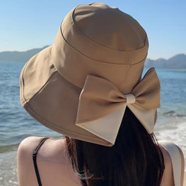 Sommar bowknot bucket hatt Kaki