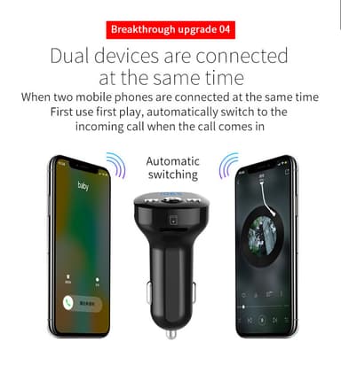 FM-sändare för bilen - Bluetooth-adapter med QC3.0 billaddare