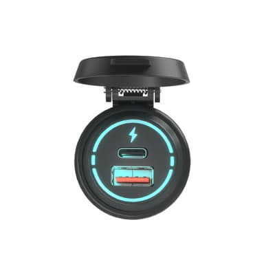 Billaddare 12V/24V QC3.0 med skyddskåpa Svart