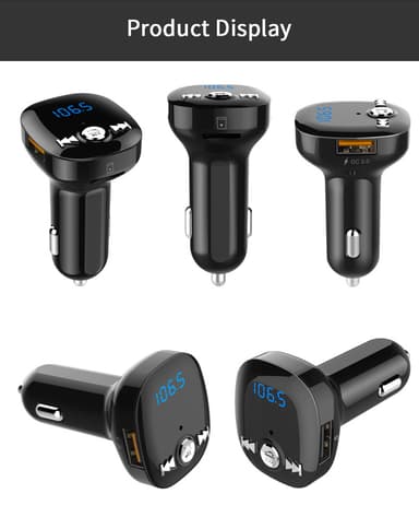 FM-sändare för bilen - Bluetooth-adapter med QC3.0 billaddare