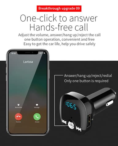 FM-sändare för bilen - Bluetooth-adapter med QC3.0 billaddare