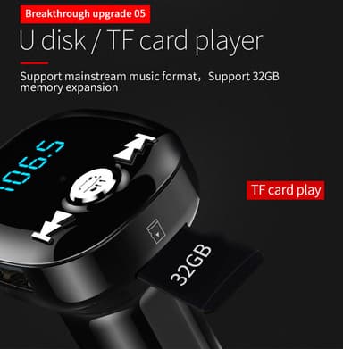 FM-sändare för bilen - Bluetooth-adapter med QC3.0 billaddare