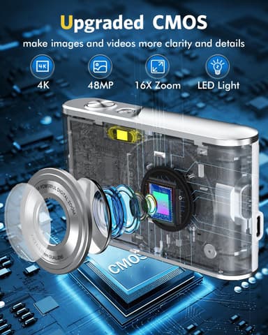 Digitalkamera 4K 48MP 16x zoom webbkamera med 32GB minneskort Svart