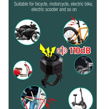 Laddningsbart cykellarm med fjärrkontroll 110dB Svart