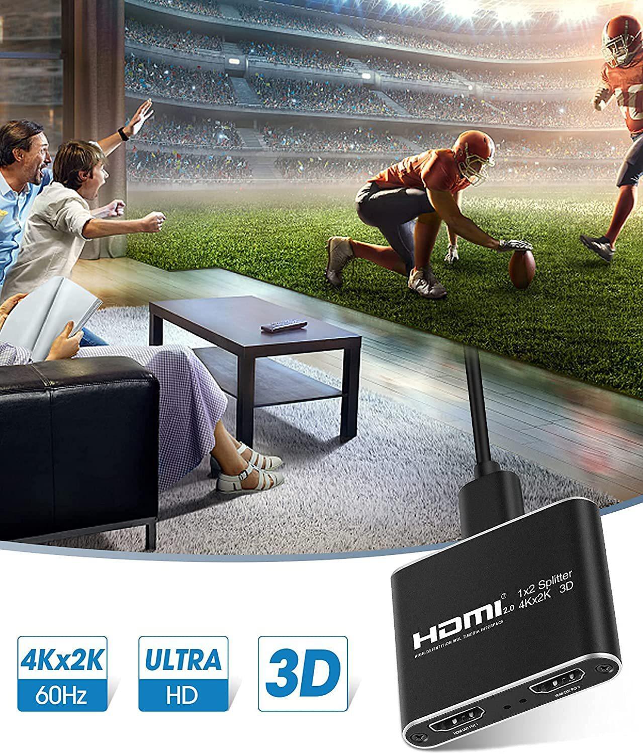 HDMI splitter 1x2 för 2 skärmar 3D/4K/1080p
