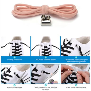 Elastic No Tie Skosnören 2 Par Rosa
