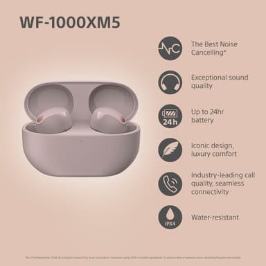 Sony WF1000XM5P true wireless in-ear hörlurar (smoky pink)