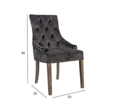 Stol HOLMES VELVET mörkgrå
