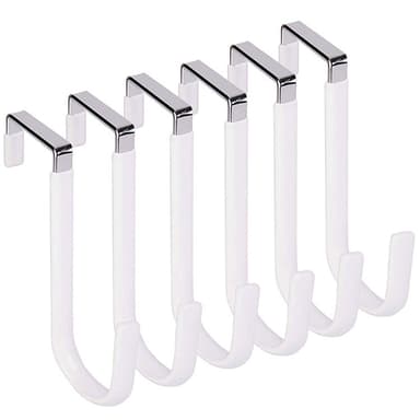Borrfri duschhängkrok dörrkrok 6-pack Vit