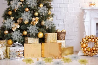 Julblommor för juldekoration plast Silver 10-pack
