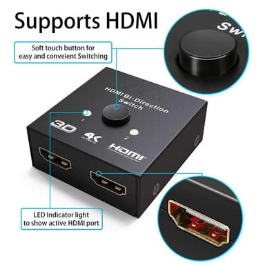 HDMI dubbelriktad splitter/switch 2x2