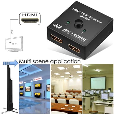 HDMI dubbelriktad splitter/switch 2x2