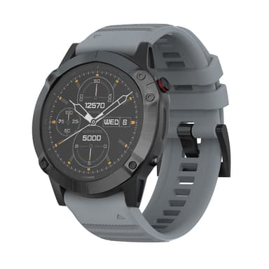 Silikon stålplåt Snap Watchrem för Garmin Fenix 7X 26mm Grå