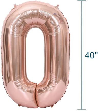Sifferballong 102 cm, siffra 0 - Rosa
