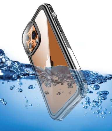 iPhone 13/13 Pro vattentätt fodral svart/grå/transparent