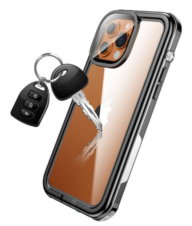 iPhone 13/13 Pro vattentätt fodral svart/grå/transparent