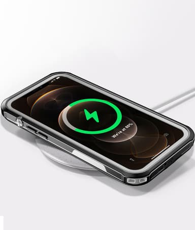 iPhone 13/13 Pro vattentätt fodral svart/grå/transparent