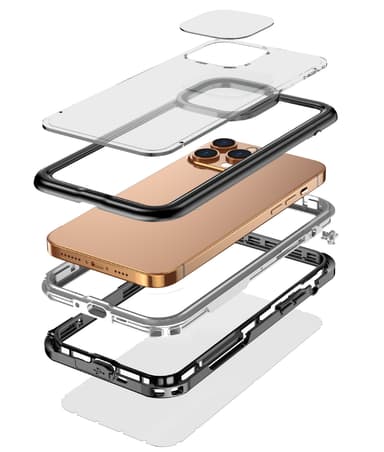 iPhone 13/13 Pro vattentätt fodral svart/grå/transparent