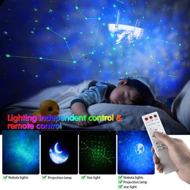 12 Constellation 5 Planet Night Light-projektor Svart