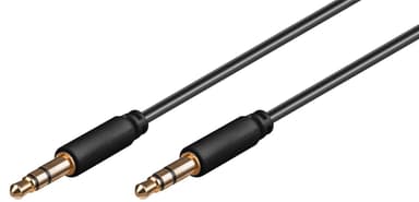 Ljudanslutningskabel AUX, 3,5 mm stereo 3-stift, smal, CU
