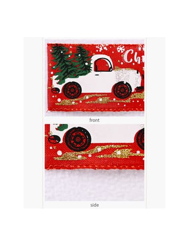 Dekoband Jul röd med julmotiv 5 cm / 6 m