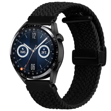 Flätat klockband med magnetstängning för 22 mm smart klocka Svart