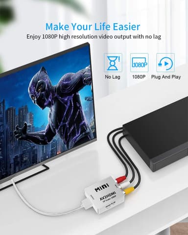 RCA till HDMI adapter / signalomvandlare Vit
