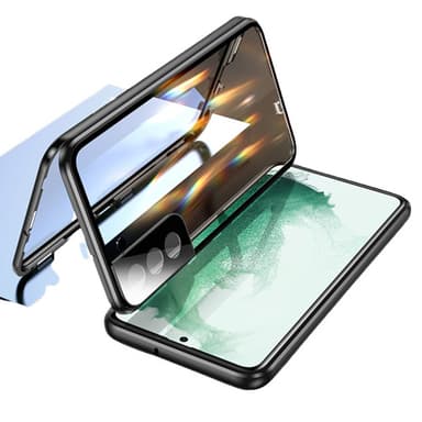 Magnetisk dubbelsidig telefonfodral i härdat glas Svart Samsung S23 Ul