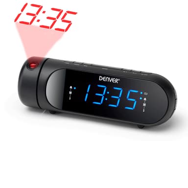 Klockradio med projektion Dubbla alarm Svart