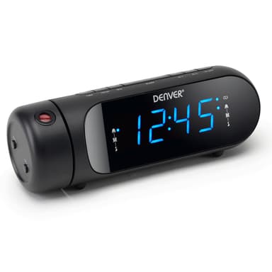 Klockradio med projektion Dubbla alarm Svart