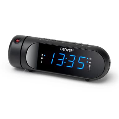 Klockradio med projektion Dubbla alarm Svart