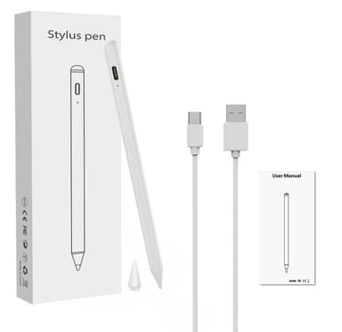 Uppladdningsbar styluspenna med tunn spets 1.45 mm Vit