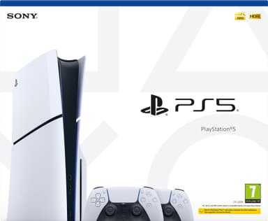 PlayStation 5 Slim Standard Edition konsol (med 2 kontroller)